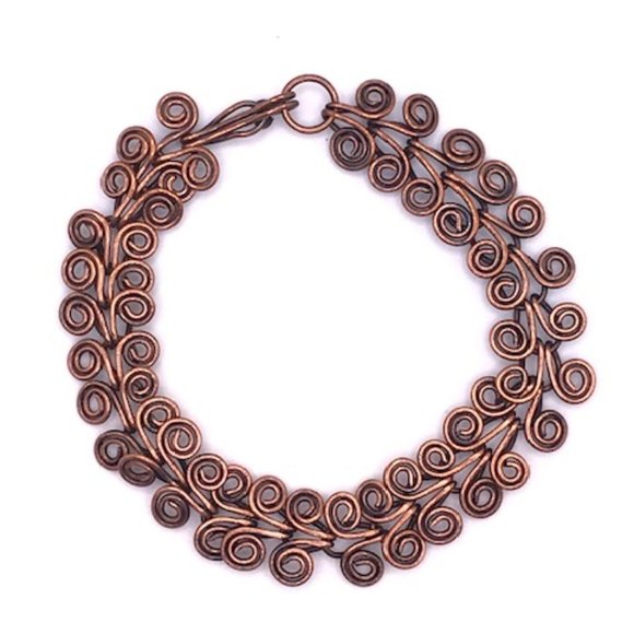 Handmade Egyptian Coil Link Bracelet in Copper - Picture 1 of 6